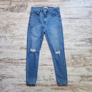 Womens Loft Distressed Skinny Jeans Size 6 Blue Denim